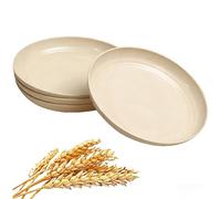 GZTFPQ Unbreakable Dinner Plates, 4 Pack BPA-Free Reusable Plastic Plates, Dishwasher & Microwave Safe for Kids and Adults (20 cm, Beige)