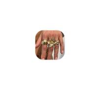 GZUQRSK Gold Chunky Rings for Women Adjustable Pearl Flower Ring Sets Crystal Knuckle Ring Gold Stacking Statement Rings for Women, Metal, No Gemstone