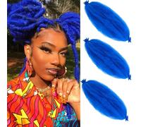 Gzvis 20 Inch Afro Hair Extensions Elastic 3 Bundles Pre Foamed Hair Extensions for Black Women (20" Blue) 20"