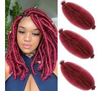 Gzvis 20 Inch Hair Extensions 3 Pieces 20 Inch Elastic Braid Pink Pre Foamed Afro Hair Extensions for Black Women (20" Insect) Burgundy Red