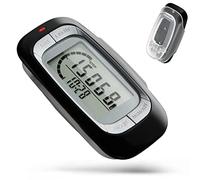 Gzvxuny 3D Pedometer Clip On, Easy Walking Pedometer Without App and Mobile Phone, Help Track Steps and Miles/Km Calories Burned and Activity Time 7 Days Memory, Black