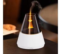Gzvxuny Flame Essential Oil Diffuser, Upgrade 7 Colour Lights Aromatherapy Diffuser, Oil Diffusers, Air Humidifier, Aroma Diffusers for Home, Bedroom, Office, Timer & Waterless Auto Off (White)