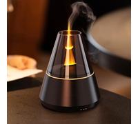 Gzvxuny Flame Essential Oil Diffuser, Upgrade 7 Colour Lights Aromatherapy Diffuser, Oil Diffusers, Air Humidifier, Aroma Diffusers for Home, Bedroom, Office, Timer & Waterless Auto Off - Black