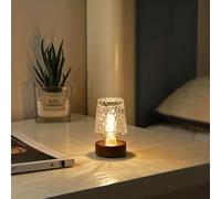 GZWANHANGMY Mini Soft Warm LED Night Light, Battery Operated Portable Glass Lamp with Timer, Art Deco Style, Crystal Color, for Adults