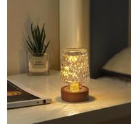 GZWANHANGMY Mini Soft Warm LED Night Light, Battery Operated Portable Glass Lamp with Timer, Art Deco Style, Crystal Color, Night Lights for Adults，Wireless Small Lamp for Bedroom Living Room