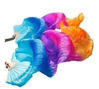 GZXXB Belly Dancing Fan Artificial 1pc Right Fans+1 Pc Left,Belly Dance Silk Fan(01,120cm-90cm)