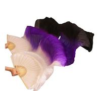 GZXXB Belly Dancing Fan Artificial 1pc Right Fans+1 Pc Left,Belly Dance Silk Fan(04,120cm-90cm)