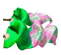GZXXB Belly Dancing Fan Artificial 1pc Right Fans+1 Pc Left,Belly Dance Silk Fan(19,180cm-90cm)