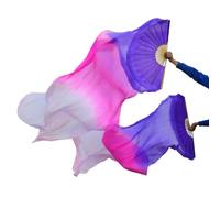 GZXXB Belly Dancing Fan Artificial Belly Dance Silk Fan Real Long Fans Gradient Color(7,120- Imitation Silk)