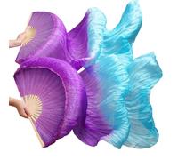 GZXXB Belly Dancing Fan Artificial Silk Belly Dance Fan Real Veils Left+right(24,S-120cm-1pair(2pcs))