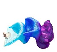 GZXXB Belly Dancing Fan Artificial Women Belly Dancing Fan Veils Gradient Color Dancer Practice Imitation Silk 1pair/1pc Long 120/150/180cm(8,1 pair-150x90cm)