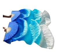 GZXXB Belly Dancing Fan Artificial Women Silk Belly Dance Fan 1 Pair(03,150cm Imitation Silk)