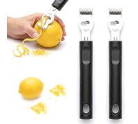 GZYCKJ 2 Pcs Lemon Zester, Stainless Steel Citrus Zester Channel Lemon Peeler Tool Plastic Handle Hanging Hole for Bar Cocktail Garnish