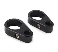 GZYF 2PCS Motorcycle Brake Line Clamps Aluminium Brake Clutch Cable Wire Clamp Clip for 1'' Handlebar, 1 HOLE, BLACK
