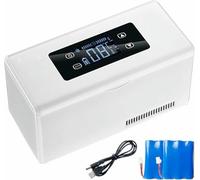 GZYHDC Medicine Refrigerator, Insulin Refrigerator, Cooler Box LED Display 2-8 ° C Medicine Car Fridge Drug Cooler Large Space 10200mAh Lithium Battery(2battery)