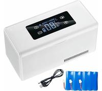 GZYHDC Medicine Refrigerator, Insulin Refrigerator, Cooler Box LED Display 2-8 ° C Medicine Car Fridge Drug Cooler Large Space 10200mAh Lithium Battery(2battery)