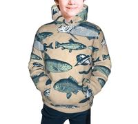 GZYWLKJ Underwater World Vintage Fish Long Sleeve Hoodie for Boys Girls, Hooded Sweatshirts Youth Pullover with Pocket Multicolor