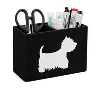 GZYWLKJ Westie Dogs Pen Holder 2 Compartments Pencil Cup Desk Organizer Makeup Brush Storage Box Case Stand for Home Office