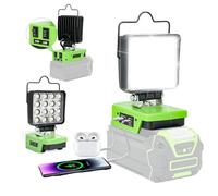 GZYZ Greenworks LED Battery Lamp Compatible with Battery 40 V, 48 W 4200 LM Wireless Work Light, Portable LED Spotlight Floodlights Construction Site Lamp with USB & Type C for Camping, Garages