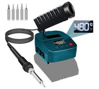 GZYZCordless Soldering Iron Set for Bosch 18V BAT Battery, Portable Soldering Iron with LCD Display Low Voltage Protection, USB and Type C Ports, C/°F Conversion, for DIY, Device Repair(No Battery)