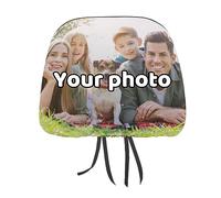 GZYZXP Personalised Car Headrest Covers with Photo/Text - Custom Funny Face Covers for Drivers & Couples - Dustproof Washable Elasticated Car Seat Covers, Fits All Car Models
