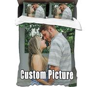 GZYZXP Personalised Duvet Cover 135×200cm, Customize your own photos and text, Personalized Quilt Cover + Personalized Pillowcase Double Size for Family Couples Baby Birthday Friendship Anniversary