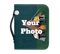 GZYZXP Personalized Bible Cover, Bible Book Cover with Handle, water proof Bible Cover Case/Book Cover, Add your own photo, Zipper Notebook Carrying Case, for Men Women Father Kids, four sizes