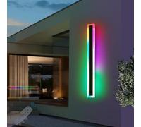 GZZBMY Outdoor Wall Light with Motion Sensor Long Bar Garden Wall Lighting IP65 Waterproof 3000K/4000K/6500K Outside/Indoor LED Wall Lamp Metal Modern for Porch Balcony Garage (Black Warm Light,60cm)