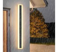 GZZBMY Solar Outdoor Garage Wall Light LED Long Strip Wall Lamp Linear Waterproof IP65 Modern Outdide Indoor Wall Sconce Acrylic Metal Parallel Front Door House Porch Patio Lights (Warm Light,100cm)