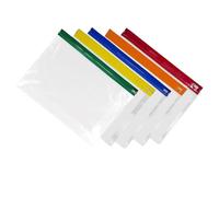 GZZHONGHENG 25 Pack A3 Zip Bags with Label Panel - Clear Zipper Wallets with Coloured Zip, Waterproof A3 Document Folders for School, Office, Art, Filing & Storage