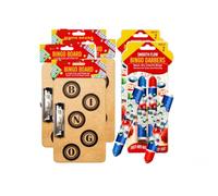 gzzhongheng Bingo Dabbers & Wooden Clip Board Set, 4 Colour Bingo Dabbers with 4 Hardboard Clip Boards, Bingo Card Holders for Tickets, Clubs, Community Games, Family Game Nights & Parties