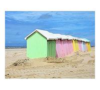 Gzzz Colourful Beach Huts Berck Pas De Calais France Photo Art Print Canvas Premium Wall Decor Poster Mural
