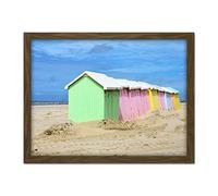Gzzz Colourful Beach Huts Berck Pas De Calais France Photo Artwork Framed Wall Art Print 18X24 Inch