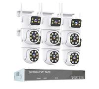 H.265 3MP 4MP 5MP Wireless CCTV System Two Way Audio Waterproof WIFI IP Auto Tracking PTZ 10CH NVR Video Surveillance Kit(None,4MP 6 Dual Lens Cam)