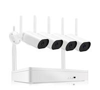 H.265 5MP Security CCTV System Kit 2.4GHz Wifi Surveillance Camera 8CH NVR Two Way Audio Video Infrared Night Vision Set Good Image Quality(None,4 Camera 8 CH NVR)