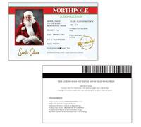 (H) 50 X Plastic Santa Claus Flying Licence Christmas Eve Box Driving Licence Style