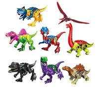 (H-8PCS) 12Pcs Jurassic World Park Dinosaur Building Blocks Figure Kid Toys Gift Set
