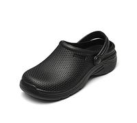 H/A Women's Black Clogs Shoes for Kitchen, Garden, Hospital & Outdoor Activities - Waterproof, Non-Slip, Adjustable Heel Strap, Lightweight, Size 5 UK