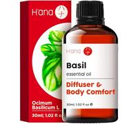 H’ana Basil Essential Oil for Diffuser - 100% Pure & Natural Therapeutic Grade Basil Oil Essential Oil for Pain, Hair Growth, Sinus, Herbaceous & Refreshing Aroma (30 ml)