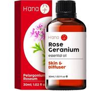 H’ana Rose Geranium Essential Oil - 100% Pure Rose Geranium Oil for Skin, Diffuser, and Aromatherapy - with a Floral-Herbal Scent (30ml)