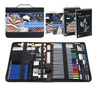 H & B 100pcs Sketching Set with Sketch Pads - Drawing Supplies for Adults and Teens, Watercolour Pencils, Charcoal Pencils, Shading Tools - Ideal Art Gift for Beginners & Artists