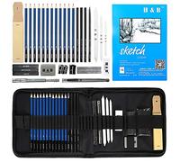 H&B 33pcs Sketch Pencils Set Artists Drawing Kit in Pencil case with Pencil Sharpener Art Supplies for Student Painter Beginner