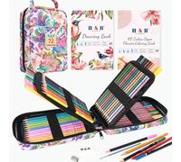 H & B 72Pcs Colouring Pencils Set, Art Supplies with Drawing Book,Colouring Book, Soft Core Coloured Pencils for Artists Adults Sketching, Shading and Doodling, Portable Zipper Case