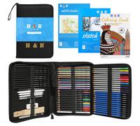 H & B 75Pcs Drawing Set Colouring Pencils 1 count (Pack of 75), Multicolor