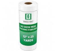 H.B.I. Products No Show Mesh Machine Embroidery Stabilizer 12" x 25 Yard - Invisible Mesh Cut Away Stabilizer Medium Weight - White