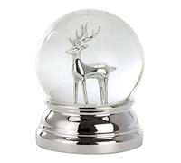 H.Bauer jun. Small Silver-Plated Glass Snow Globe with Reindeer Diameter 8 cm - Chrismas Decorative Shaking Ball - Dream Ball for Winter and Christmas