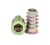 H-BOLT Type D Wood Insert Nuts - M6 & M8 Available - Premium Metal Hex Drive Threaded Inserts for Woodworking | Durable, Easy to Install, Ideal for Furniture and Cabinet Assembly (20, M6 15mm)