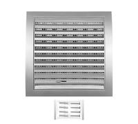 H&C VENT Silver Ventilation Grille with Connector, Slider, Insect protection 7,5 x 7,5Inch / 190 x 190mm │ Vent Cover │ Extractor Air Vent Covers for Inside Outside │ Pipe Covers │ Wall Door Window