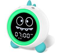 H-chin Kids Alarm Clock, Toddler Sleep Training Clock with Night Lights, Sound Machine, Time to Wake Grow Clock for Children (Green)