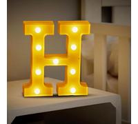(H) Christmas Ornament Novelty Decorations LED Letter Lights Sign Light Up For Home Party Decoration Light Up Letters Alphabet Letter Sign Battery Powered